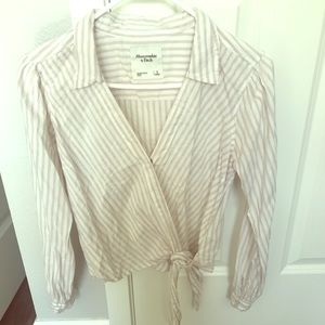 Abercrombie and fitch long sleeve wrap front